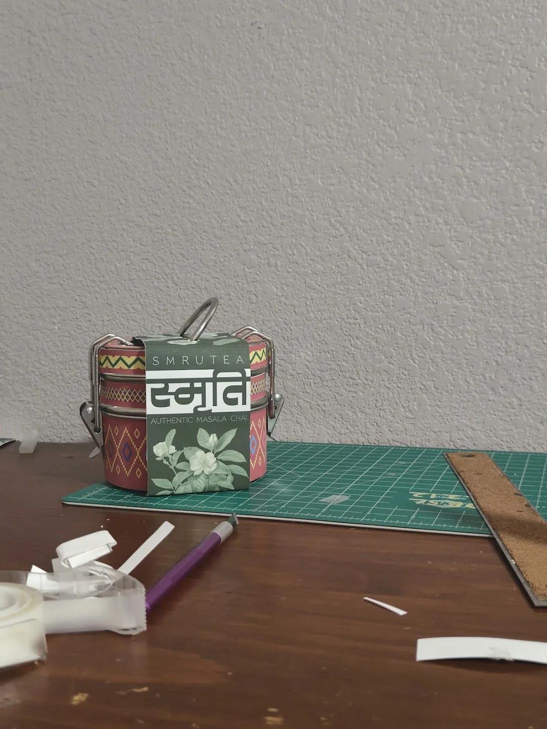 Tiffin assembled at home desk
